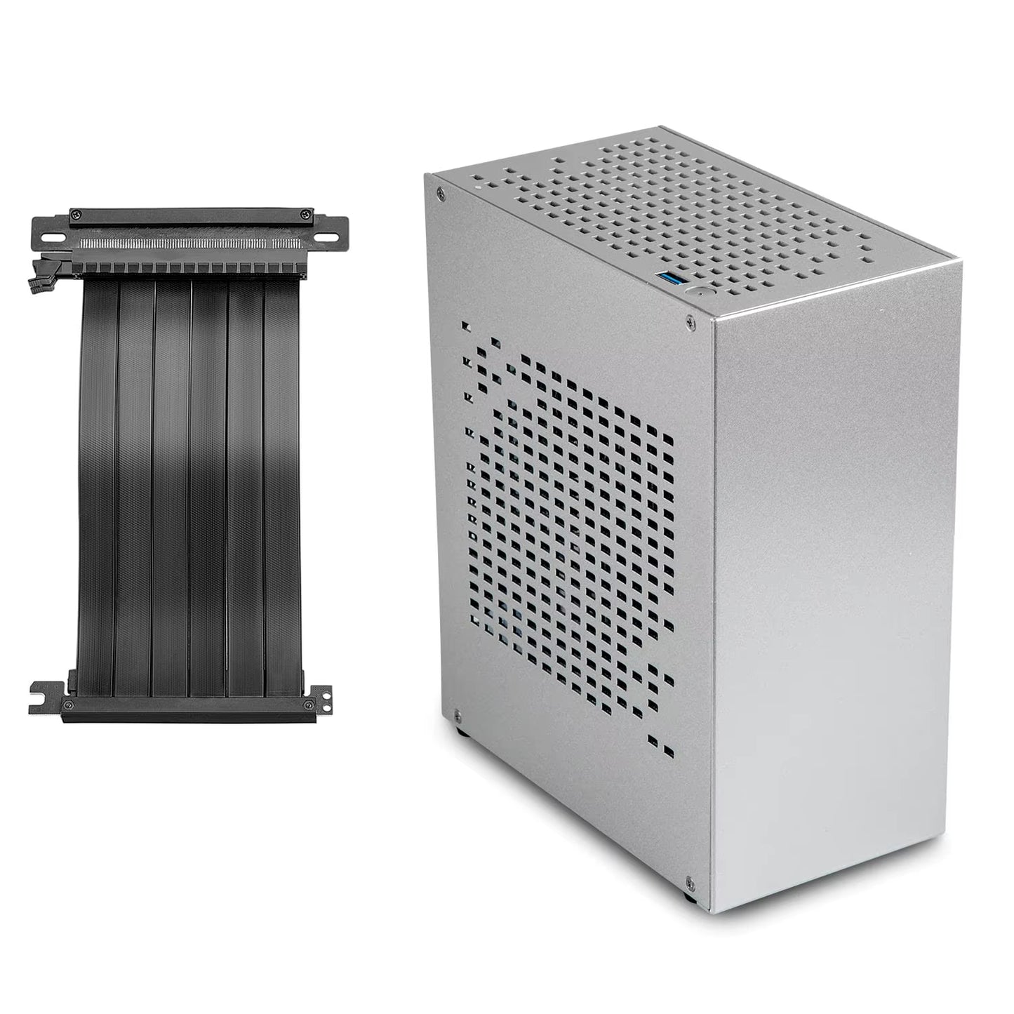 Aluminum HTPC Mini ITX PC Case with PCIE 3.0 Cable Mini ITX Chassis Game Computer Case Support Graphics Card RTX2070 I5 Mini