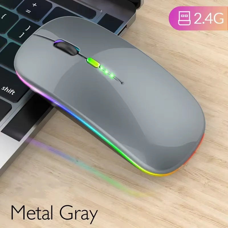 2.4Ghz Bluetooth Wireless Mouse with USB Rechargeable RGB Mouse for Computer Laptop PC Macbook Gaming Mouse Gamer