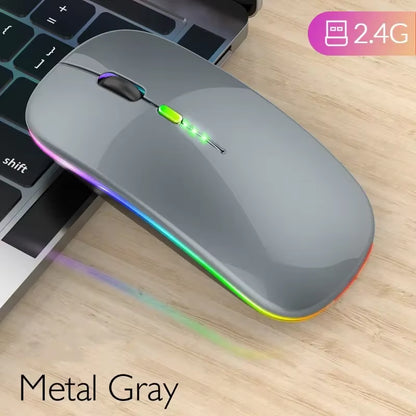 2.4Ghz Bluetooth Wireless Mouse with USB Rechargeable RGB Mouse for Computer Laptop PC Macbook Gaming Mouse Gamer