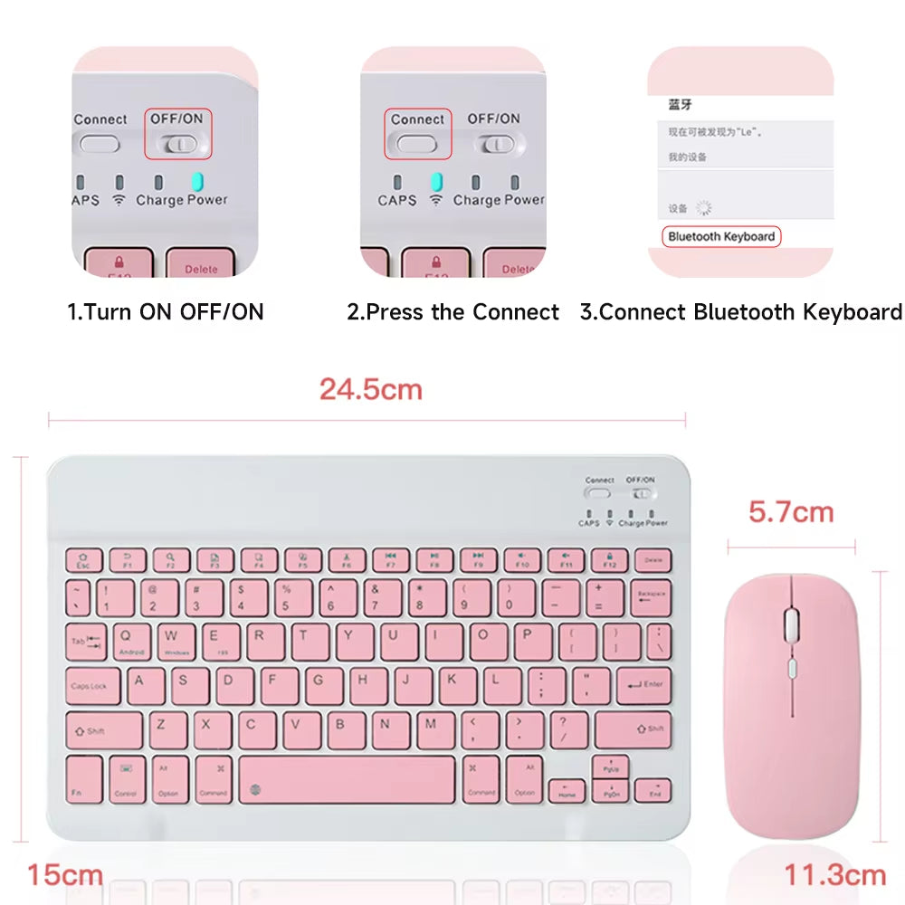 Bluetooth Keyboard for IOS Android Windows Wireless Keyboard for Tablet Cellphone Tablet Accessories for Ipad Samsung Tab Mouse