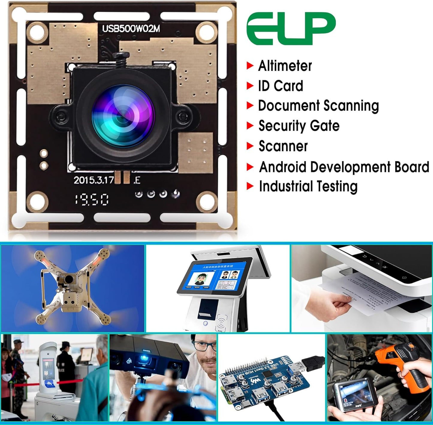 5Mp USB Camera for Computer 3.6Mm Lens MJPEG 5Megapixel Industrial Machine Vision HD USB Camera Module for Windows Linux Android System,Mini UVC USB2.0 Webcam Board for Laptop, PC, Jetson Nano