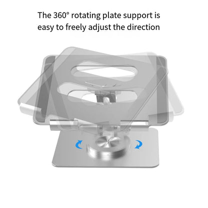 Adjustable Aluminum Alloy Desktop Stand with 360 Rotating Base,Multi-Angle Height Adjustable Desktop Holder Compatible with 4-12.9Inch Ipad,Mobile,Tablet Devices,Silver