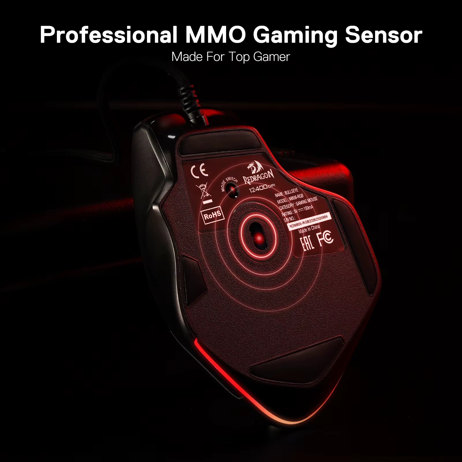 M806 Gaming Mouse, 7 Programmable Buttons Wired RGB Mouse, Software Supports DIY Keybinds & Backlit, Black/White Mouse