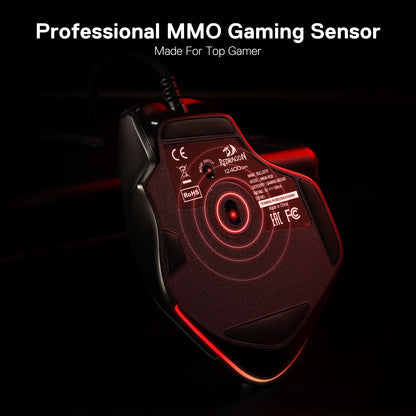 M806 Gaming Mouse, 7 Programmable Buttons Wired RGB Mouse, Software Supports DIY Keybinds & Backlit, Black/White Mouse