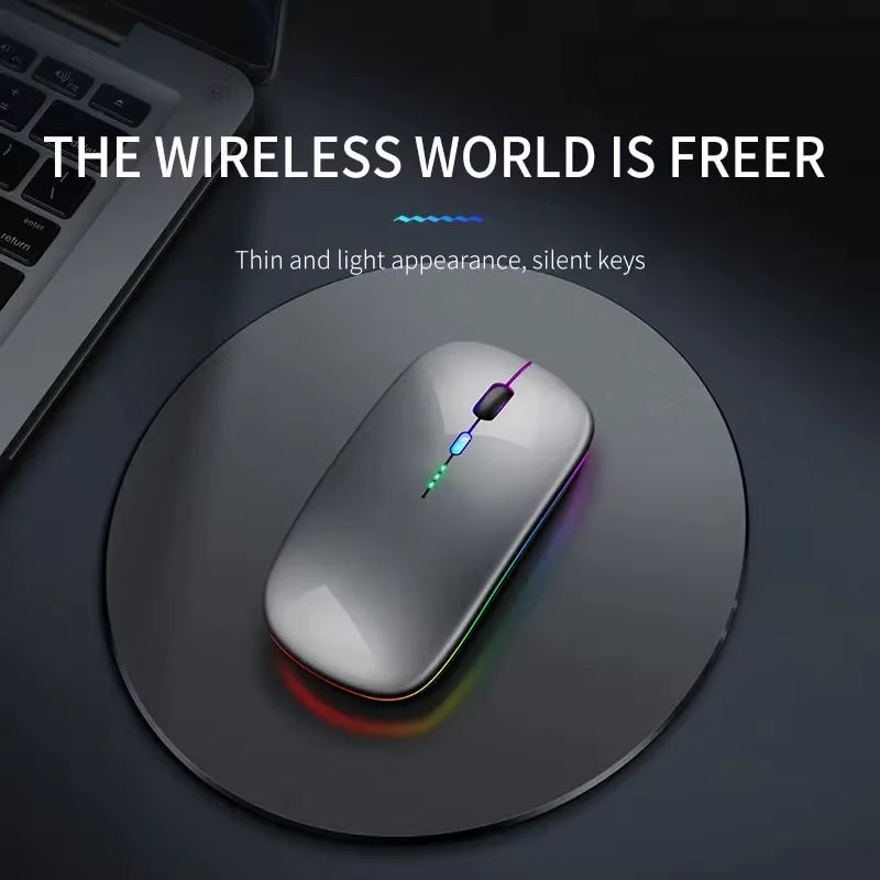 2.4Ghz Bluetooth Wireless Mouse with USB Rechargeable RGB Mouse for Computer Laptop PC Macbook Gaming Mouse Gamer