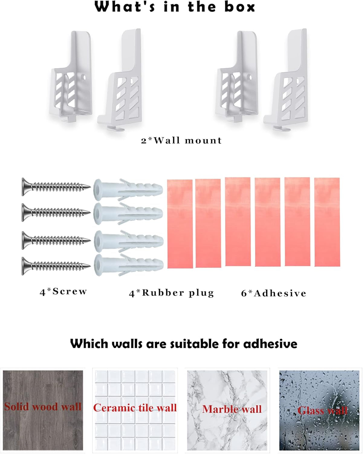 Universal Tablet Wall Mount Dock for Ipad Compatible with Phone Wall Mount for Charge Bedside Damage-Free Fit for Iphone/Tablet/Ipad/Kindle/E-Book/Fixed by Adhesive or Screws (2 Set)