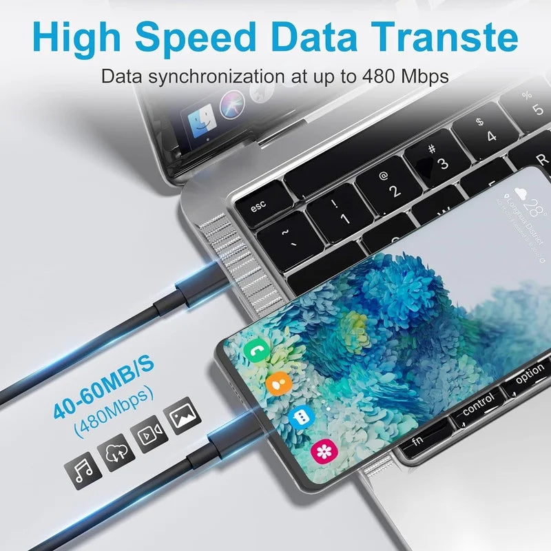 3 Pack  USB-C to USB-C PD Fast Charger OEM Charging Cable Compatible with Iphone 16 /15 Pro Max plus / Samsung Galaxy S25 S24 S23 S22 Ultra / Ipad Pro / Universal for All Type-C (3Ft, Black)