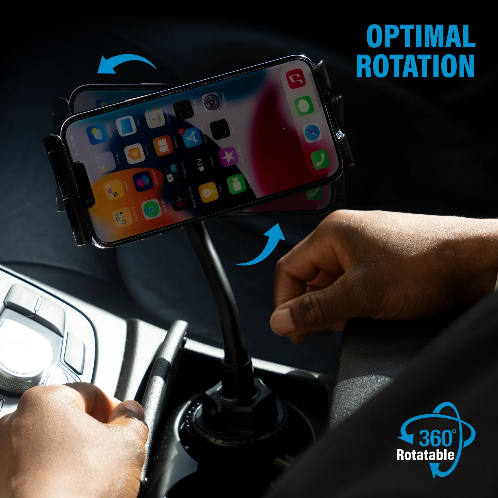 Car Cup Holder Phone Mount 2 in 1 Cup Holder Tablet Mount & Cup Phone Holder for Car with Adjustable Base