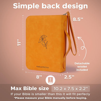 Large Bible Cover Case for Women (11"X8"X2.5") PU Leather Bible Cover for Girl