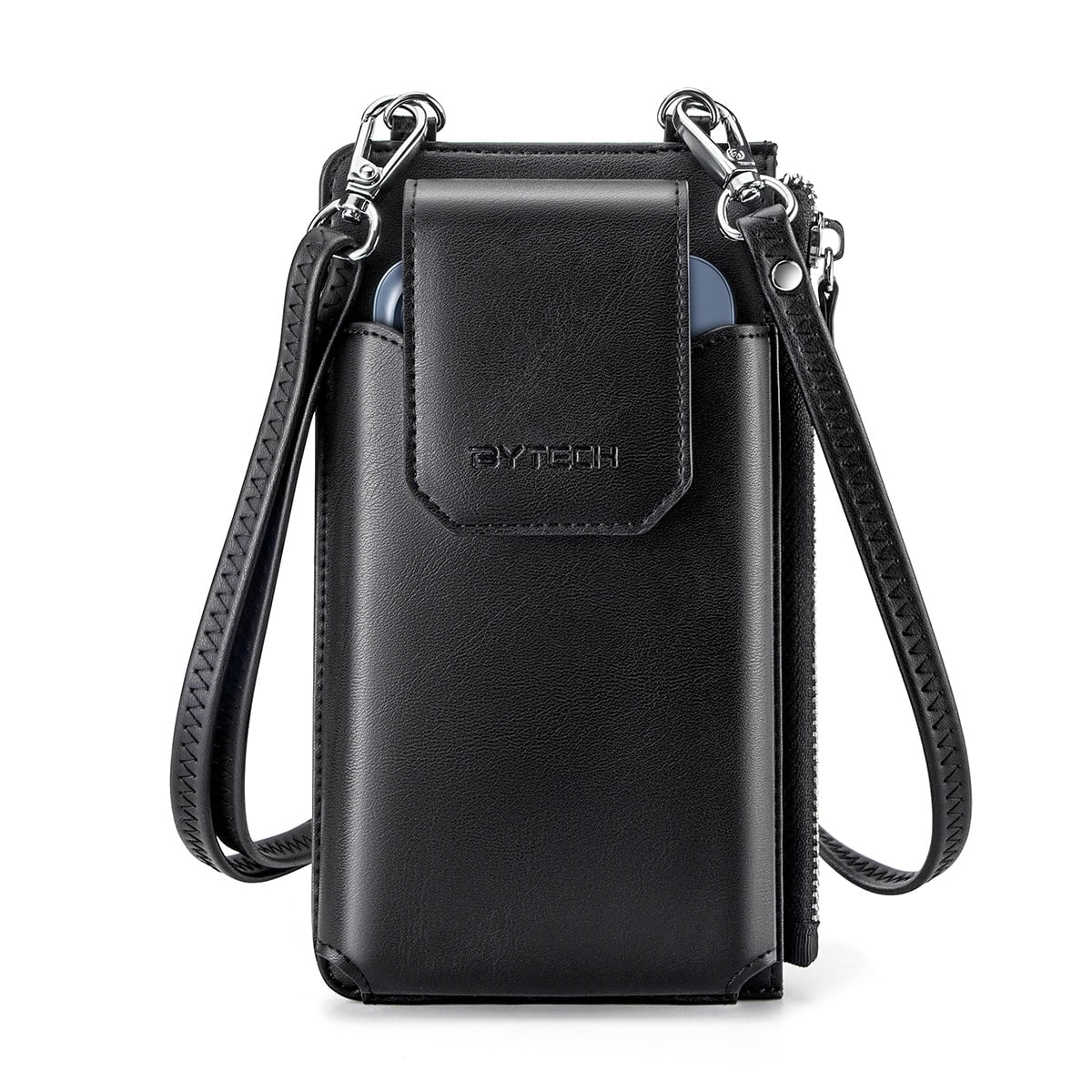 Leather Crossbody Cell Phone Case with Wallet for Universal Phones, Black