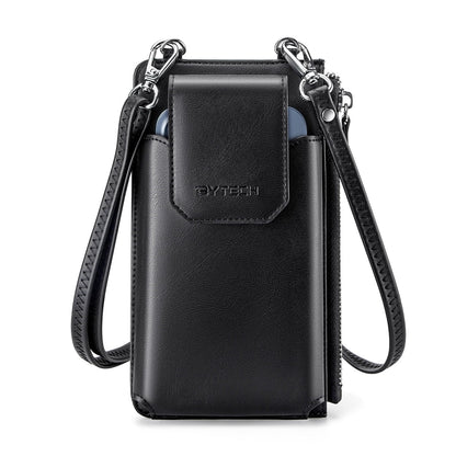 Leather Crossbody Cell Phone Case with Wallet for Universal Phones, Black