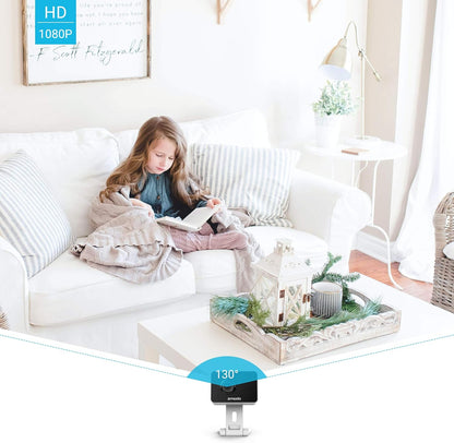 1080P Mini Wifi Pet Camera Two-Way Audio Smart Home Camera with Night Vision, Compatible with Alexa & the Google Assistant (2 Pack)