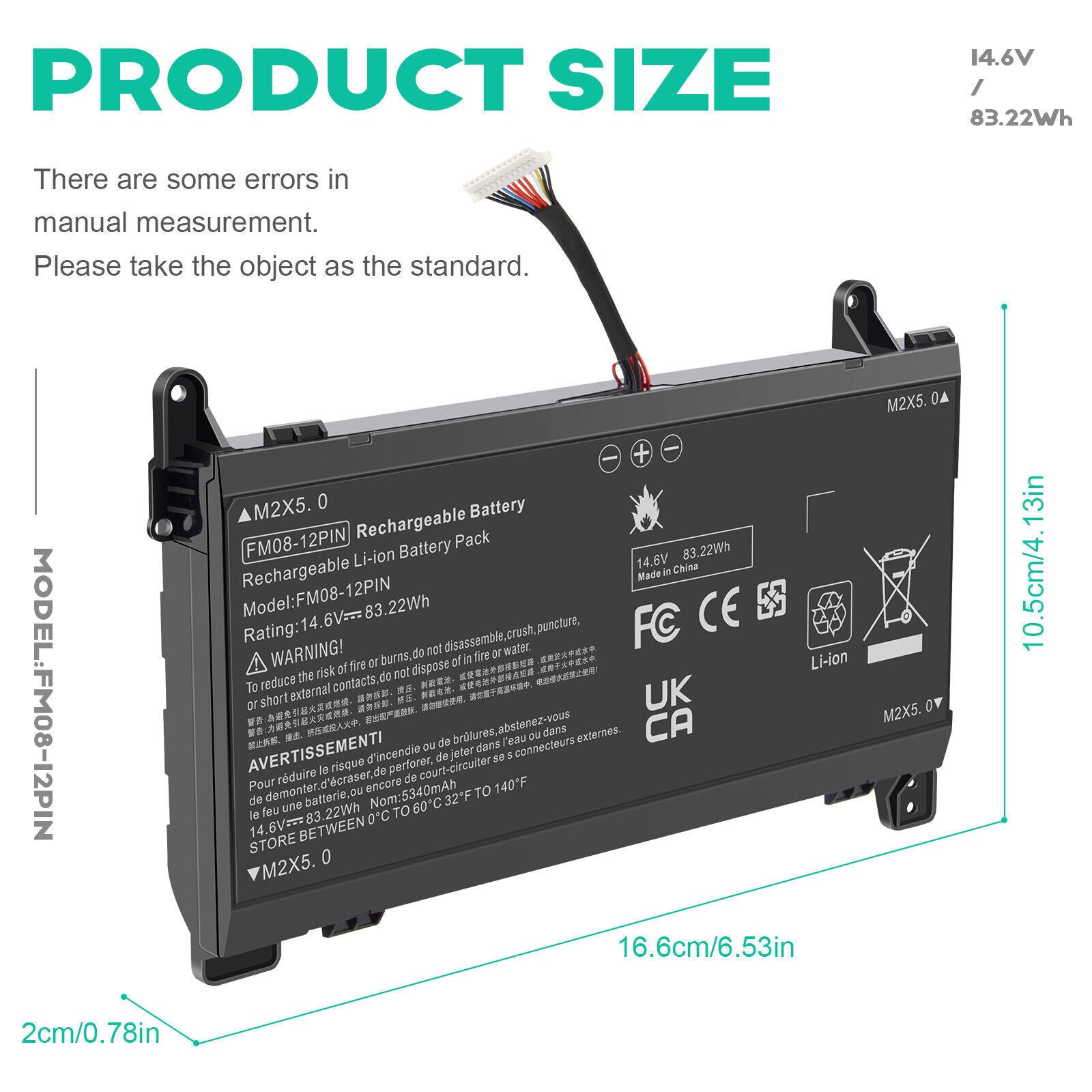 FM08 Battery for HP OMEN 17-An1Xx 17T-AN000 HSTNN-LB8B 922753-421 922977-855