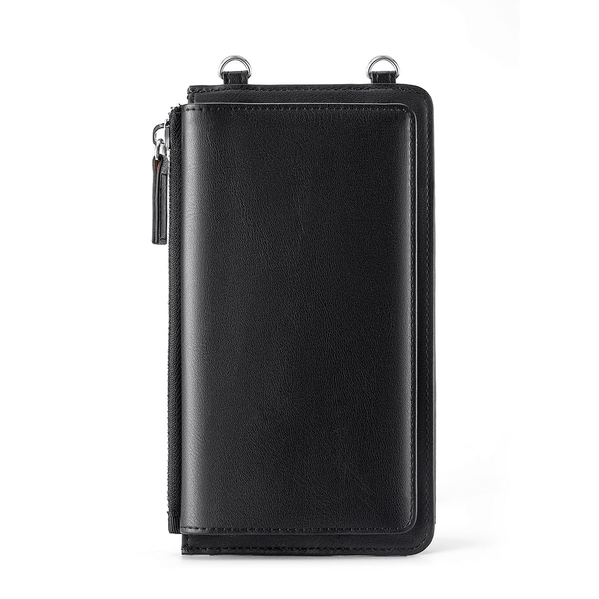 Leather Crossbody Cell Phone Case with Wallet for Universal Phones, Black