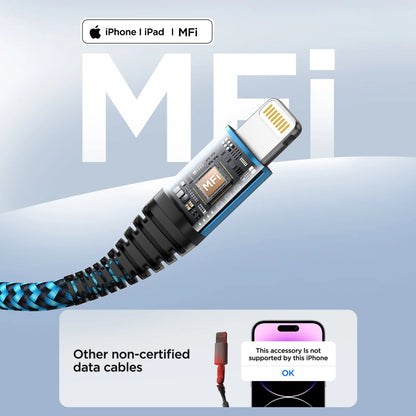 2 Pack Iphone Charger Cord 10Ft, Nylon Braided 3A Fast Charging Cable Compatible with Iphone 14/13/12/11, Blue