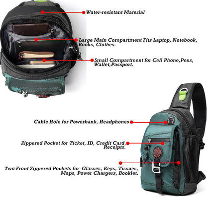 Sling Bag Chest Shoulder Backpack Crossbody Bags for Tablet Laptop Outdoor Hiking Men Women