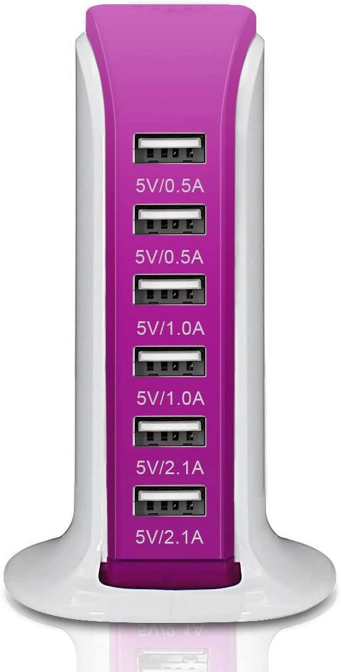 6-Port USB Wall Charger Desktop Charging Station Quick Charge 2.1,Compatible with Compatible with Phones,Tablets,Smartphones and More(Rose Red)