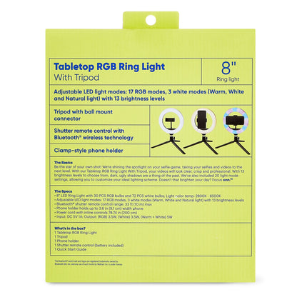 8" Tabletop RGB LED Ring Light with Tripod