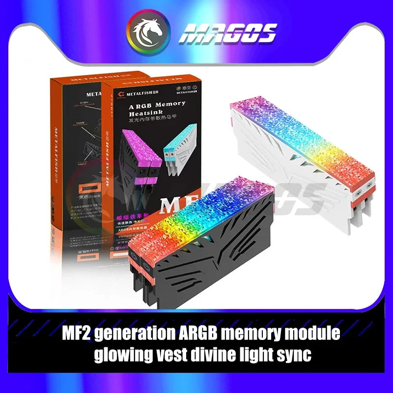 Computer RAM Heatsink 5V ARGB MOBO AURA SYNC, Diamond RGB Flow Style, Memory Stick Armor Vest for DDR3 4 5 Universal