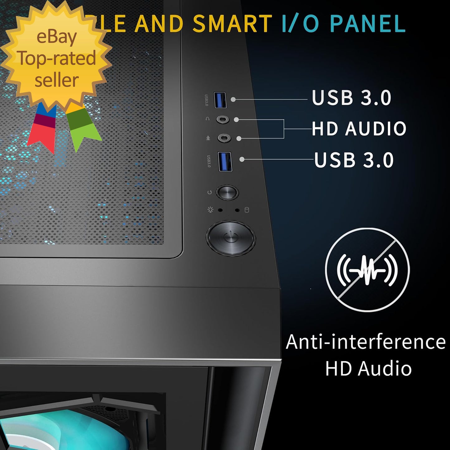 ATX PC Case, 6 PWM ARGB Fans Pre-Installed, Computer Case with Opening Tempered